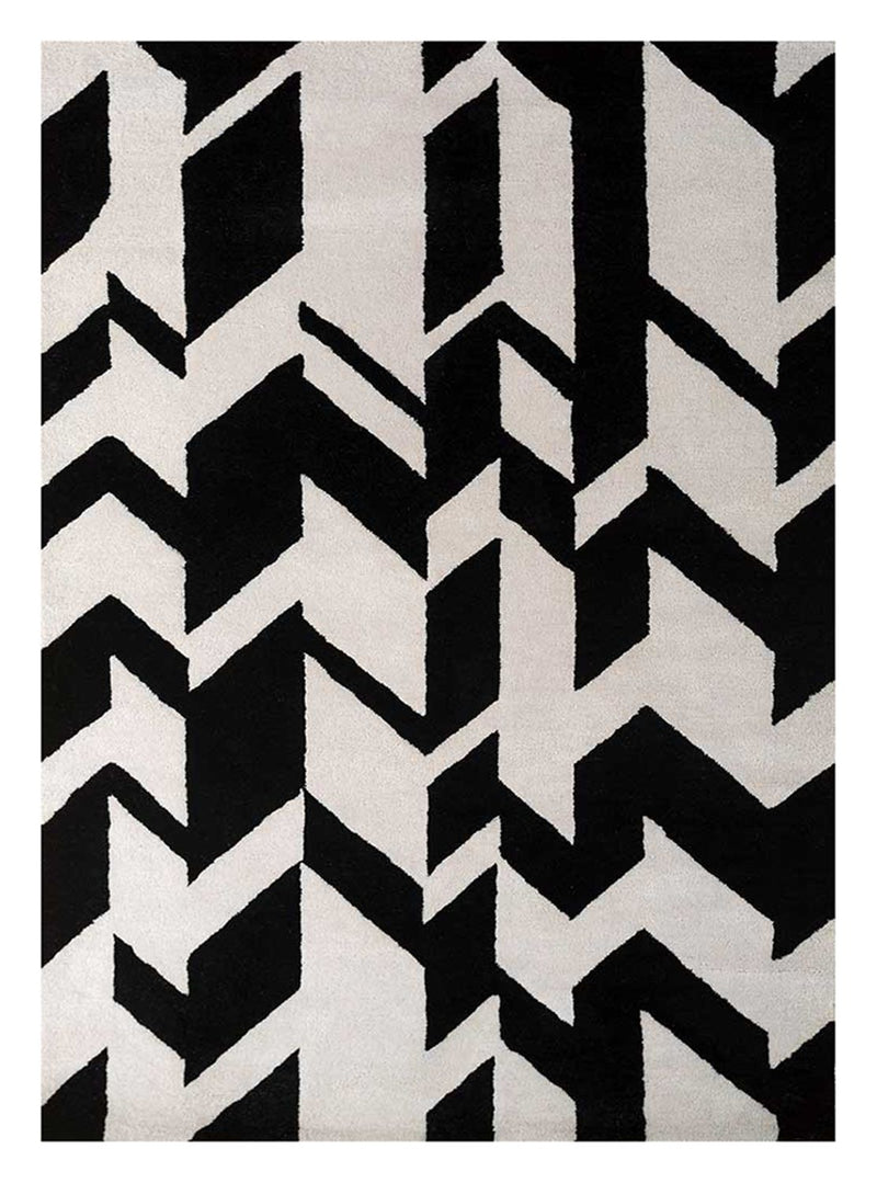 Wollteppich - 148 x 235 cm - schwarz-weiß