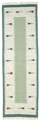 Kelim Modern Teppich 80x250cm - hellgrün