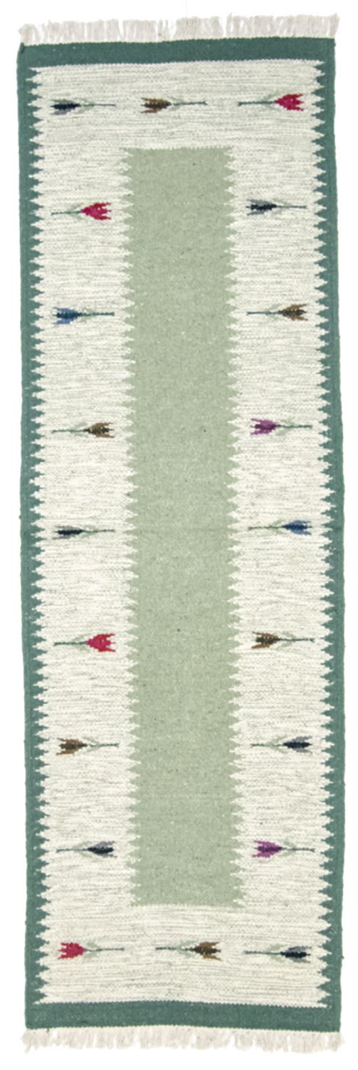 Kelim Modern Teppich 80x250cm - hellgrün