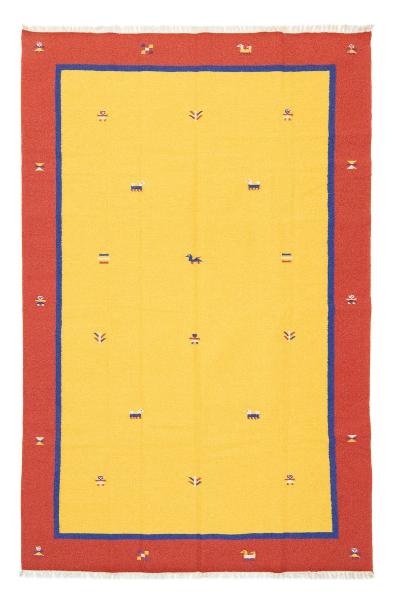 Kelim Modern Teppich 200x300cm - gelb
