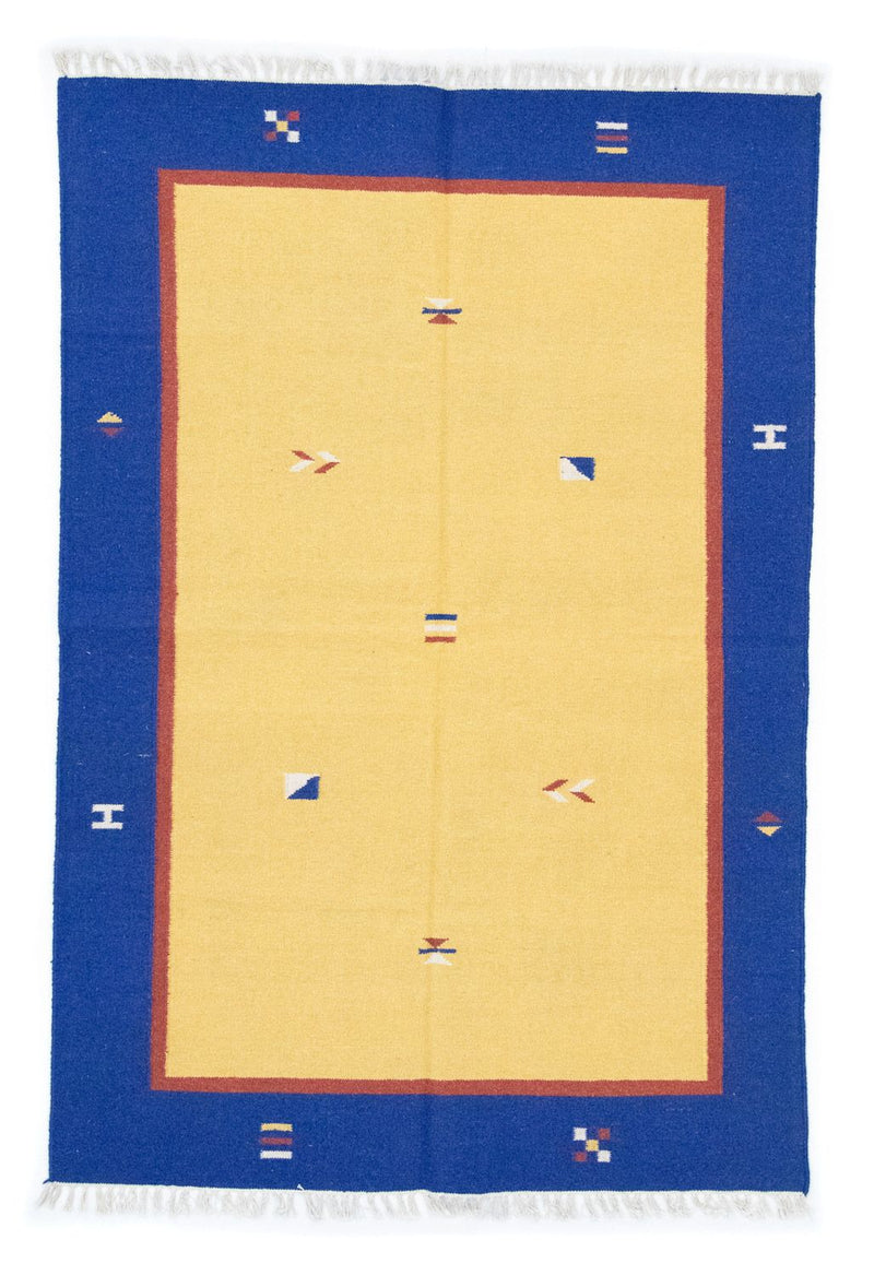 Kelim Modern Teppich 140x200cm - gelb