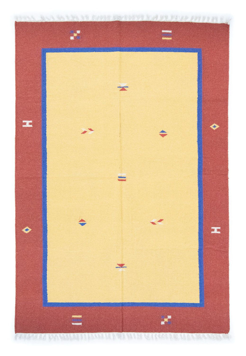 Kelim Modern Teppich 140x200cm - gelb