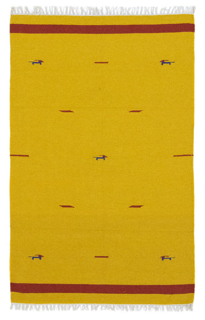 Kelim Modern Teppich 120x180cm - gelb