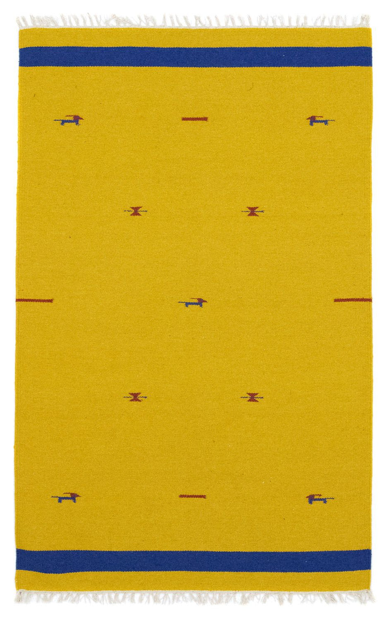 Kelim Modern Teppich 120x180cm - gelb