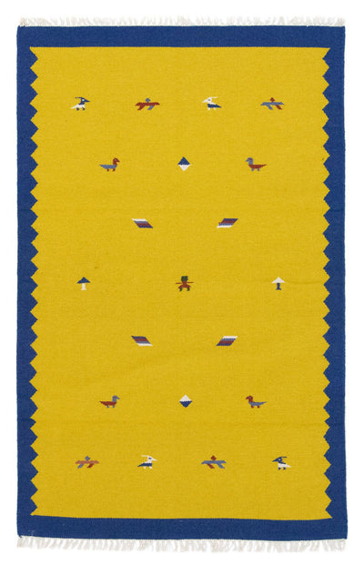 Kelim Modern Teppich 120x180cm - gelb