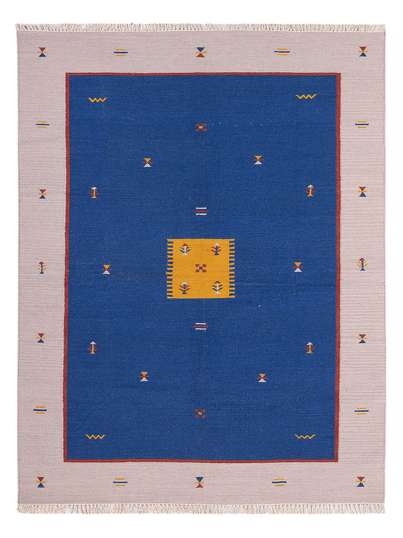 Kelim Modern Teppich 170x240cm - blau