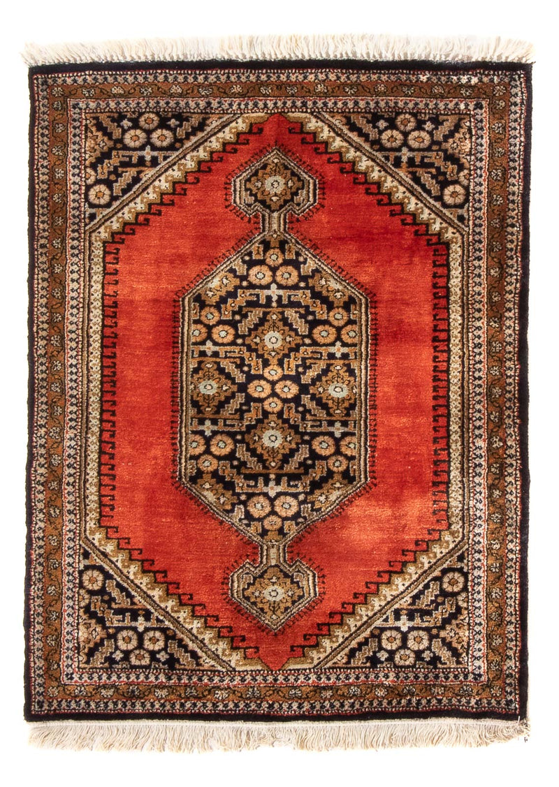 Ghom - Seide Teppich 56x77cm - Perserteppich - orange