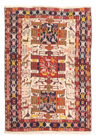 Kelim Seide Teppich 109x135cm - mehrfarbig