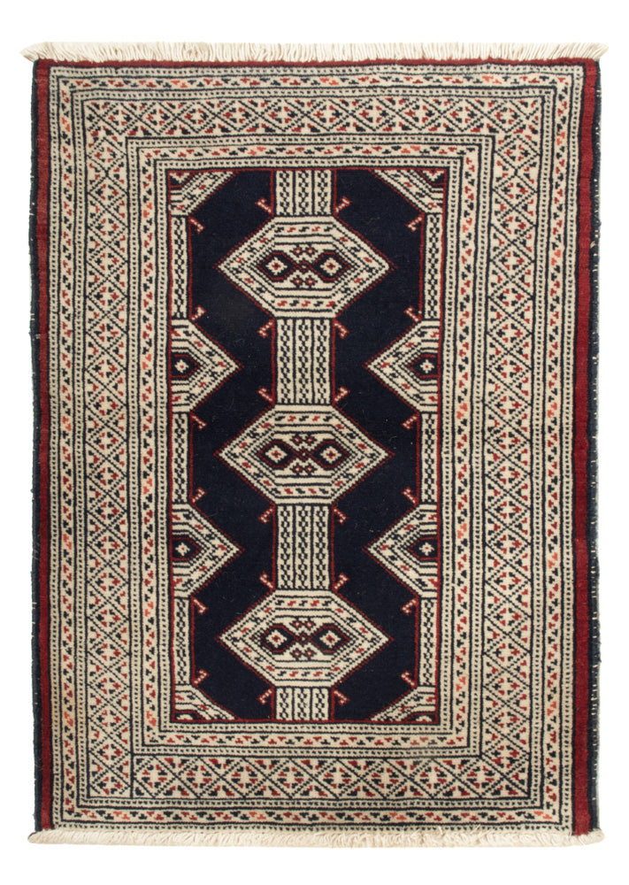 Turkaman Teppich 64x87cm - Orientteppich - dunkelblau