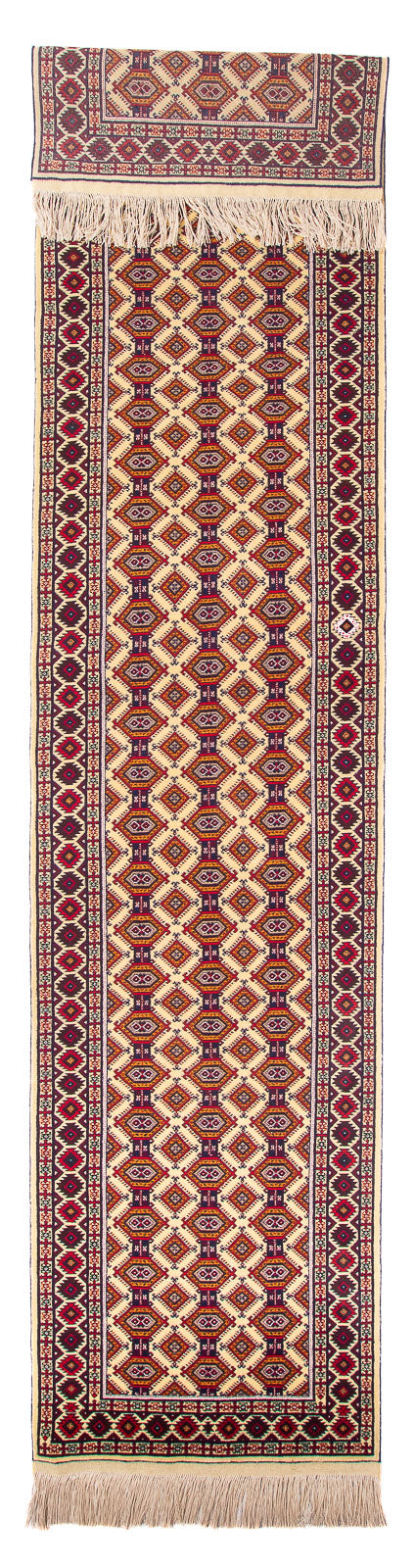 Afghan Teppich 90x390cm - Orientteppich - beige