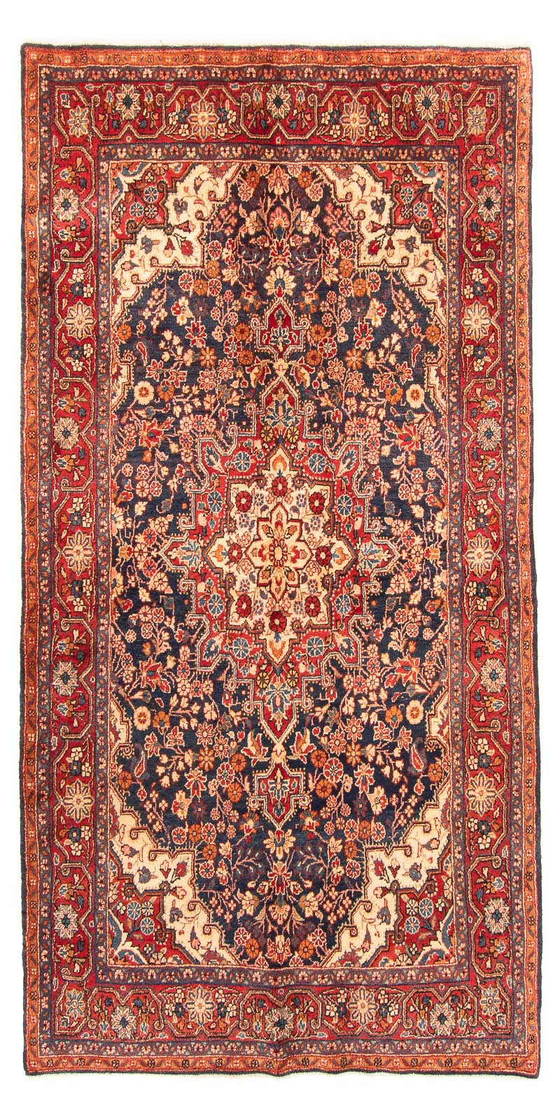 Malayer Teppich 134x264cm - Perserteppich - dunkelblau