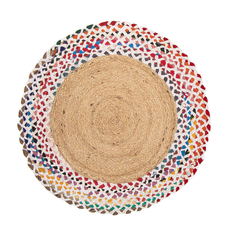 Juteteppich rund  - 60 x 60 cm - mehrfarbig