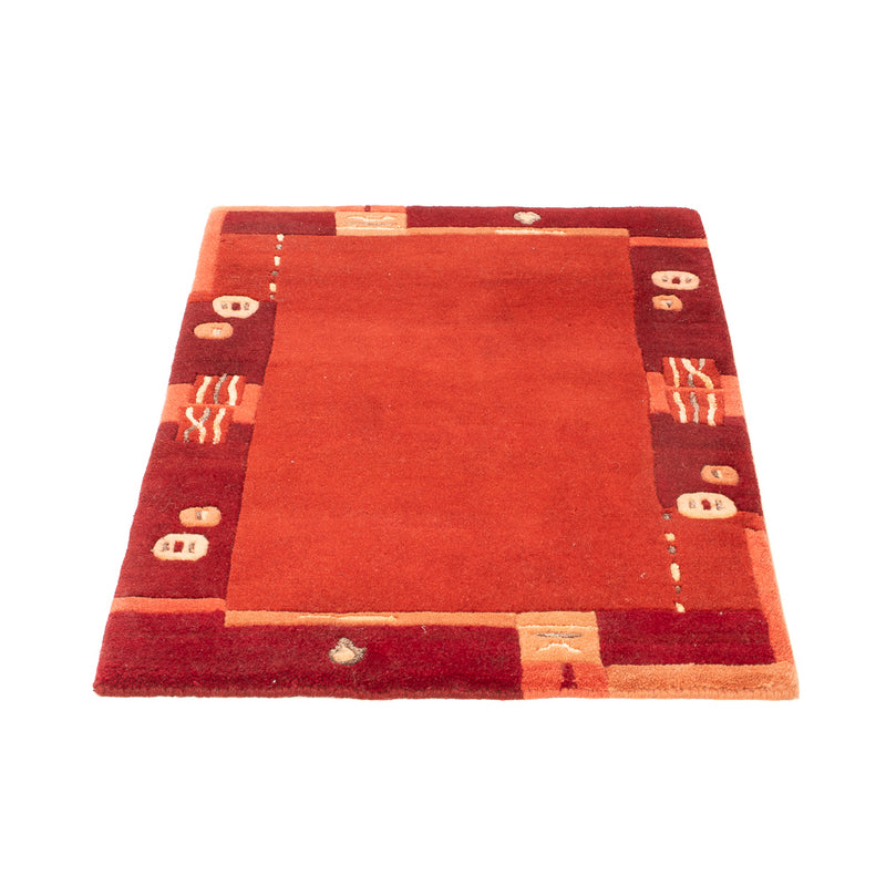 Nepal Teppich 60x90cm - Wollteppich - rot