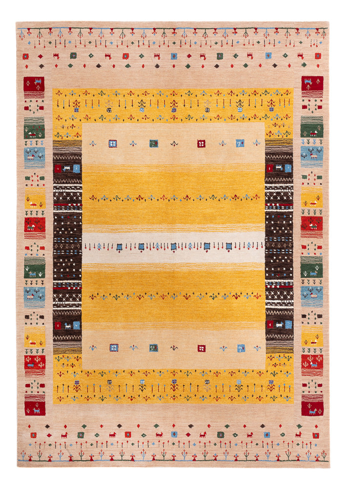 Loribaft Loom Teppich 170x240cm - Wollteppich - gold