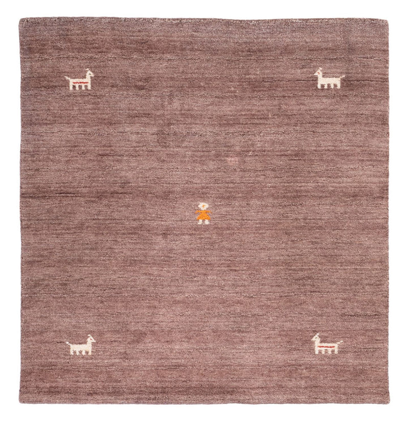 Gabbeh Teppich Softy 150x150cm - Wollteppich - braun