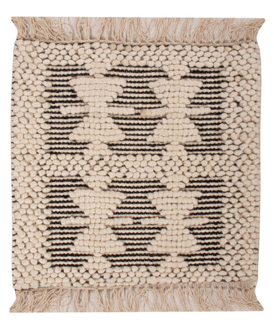 Wollteppich 46x49cm - schwarz-weiß