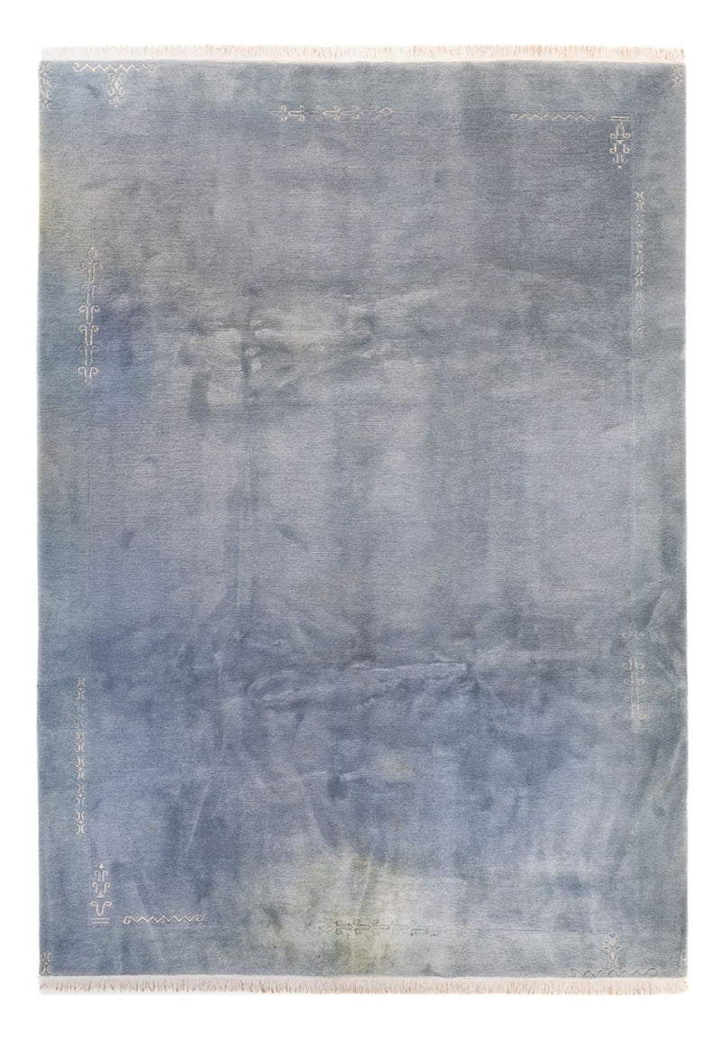 Nepal Teppich 240x350cm - Wollteppich - hellblau