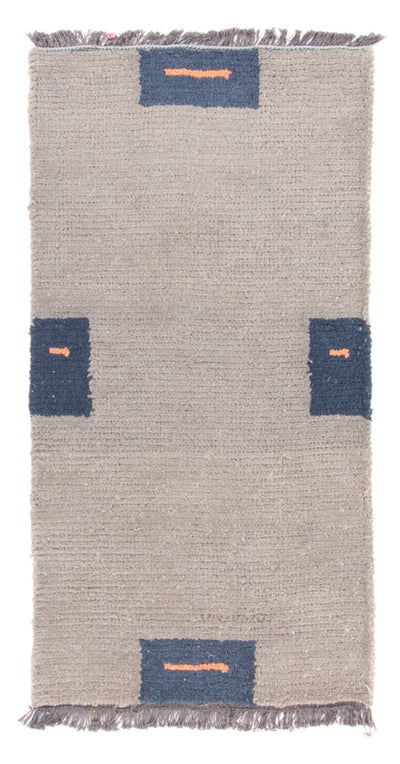 Nepal Teppich 70x140cm - Wollteppich - grau