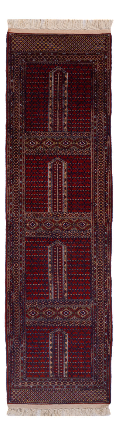 Turkaman Teppich 82x300cm - Orientteppich - dunkelrot