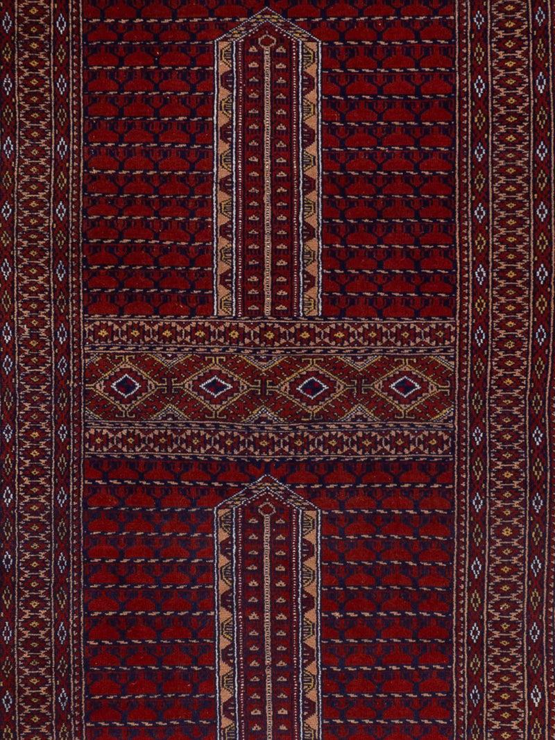 Turkaman Teppich 82x300cm - Orientteppich - dunkelrot
