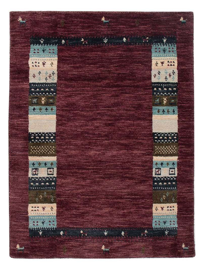 Loribaft Loom Teppich 60x90cm - Wollteppich - dunkelrot