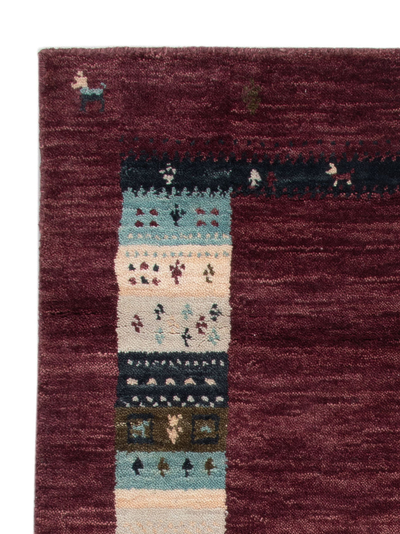 Loribaft Loom Teppich 60x90cm - Wollteppich - dunkelrot