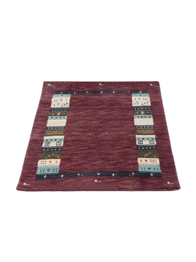 Loribaft Loom Teppich 60x90cm - Wollteppich - dunkelrot