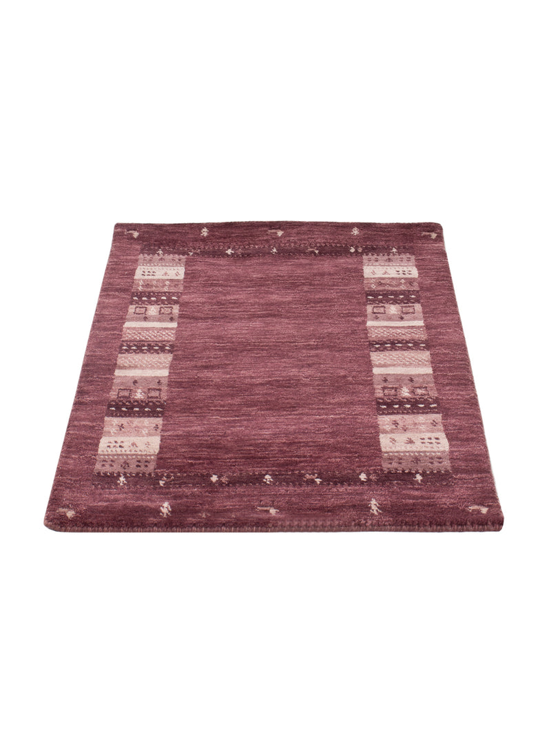 Loribaft Loom Teppich 60x90cm - Wollteppich - dunkelrot