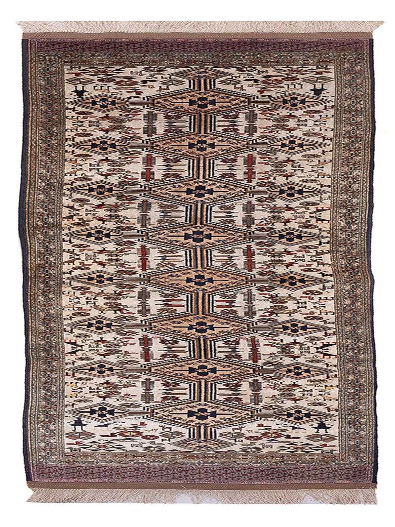 Kelim Seide Teppich 90x304cm - beige
