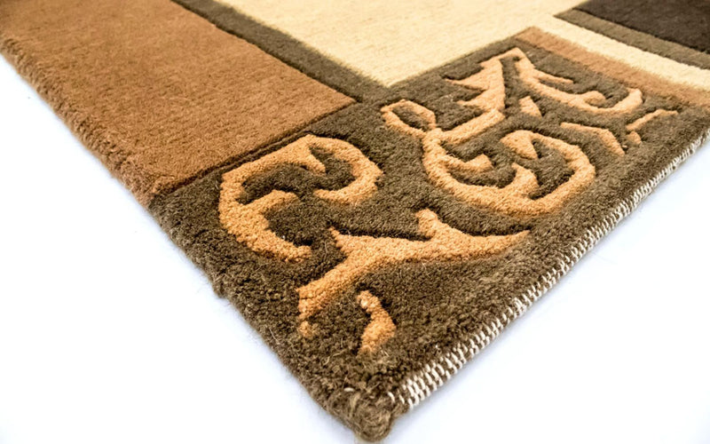 Nepal Teppich 144x198cm - Wollteppich - braun