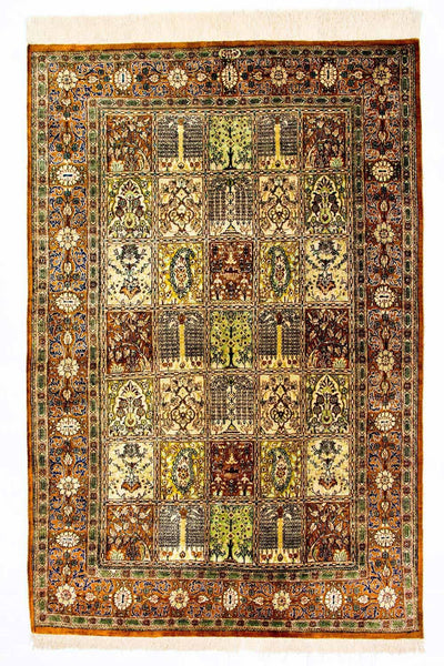 Ghom - Seide Teppich 101x152cm - Perserteppich - mehrfarbig