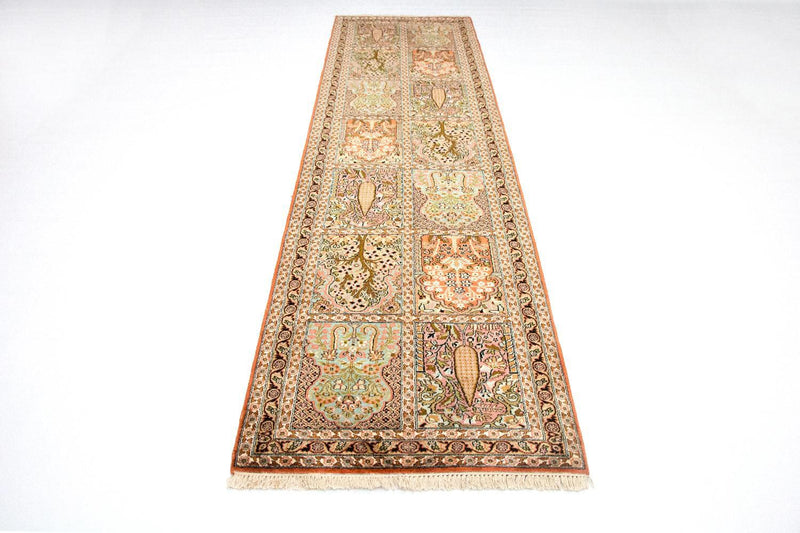 Kaschmir Seide Teppich 82x313cm - Orientteppich - mehrfarbig