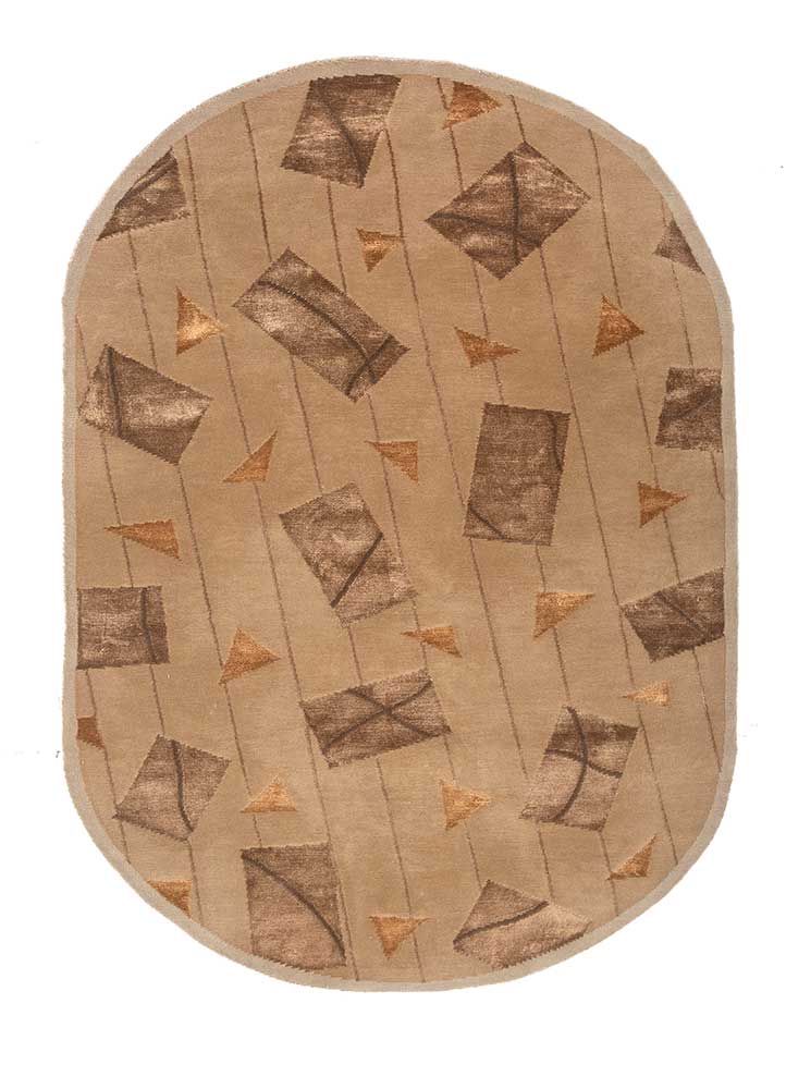 Wollteppich oval  - 150 x 240 cm - beige