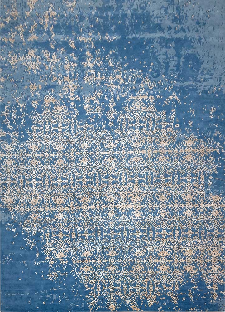 Wollteppich - 375 x 465 cm - blau