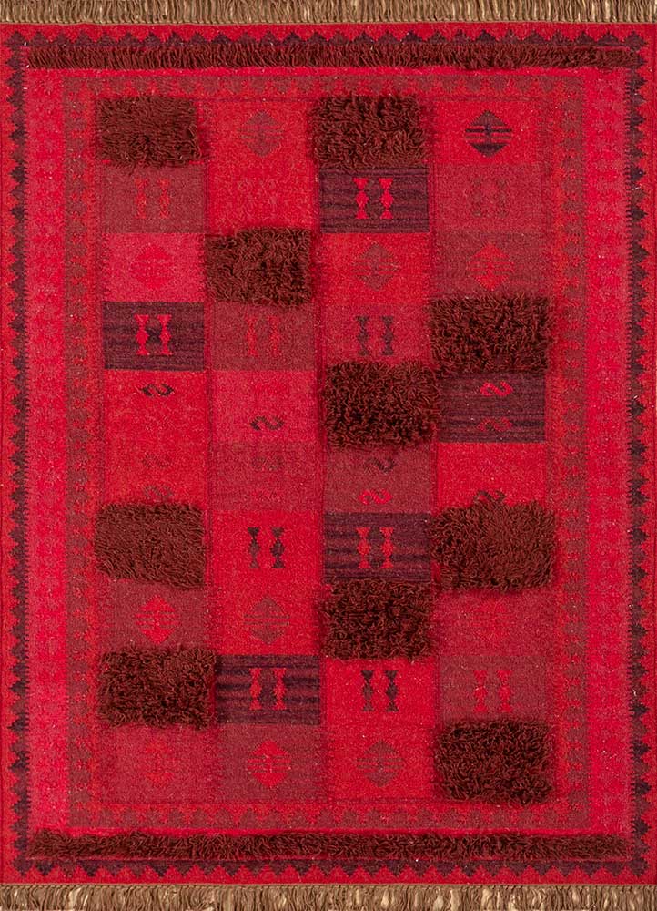 Wollteppich - 150 x 225 cm - rot