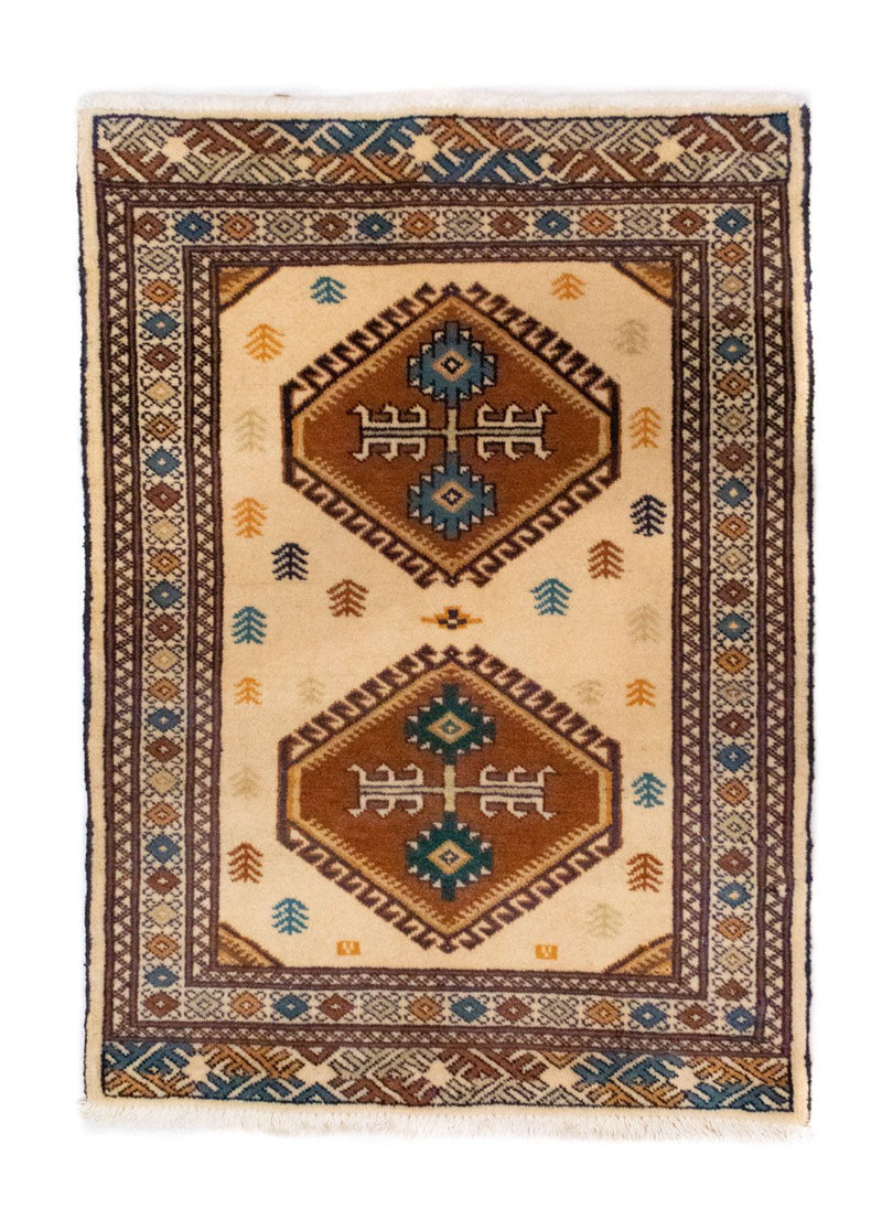 Turkaman Teppich 63x88cm - Orientteppich - beige