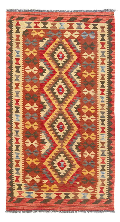 Kelim Maimene Teppich 102x201cm - Wollteppich - mehrfarbig