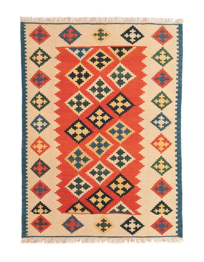 Kelim Fars Teppich 148x200cm - rot