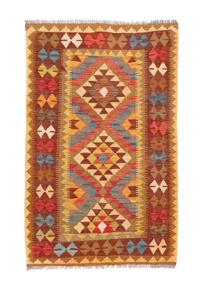 Kelim Afghan Teppich 99x159cm - mehrfarbig