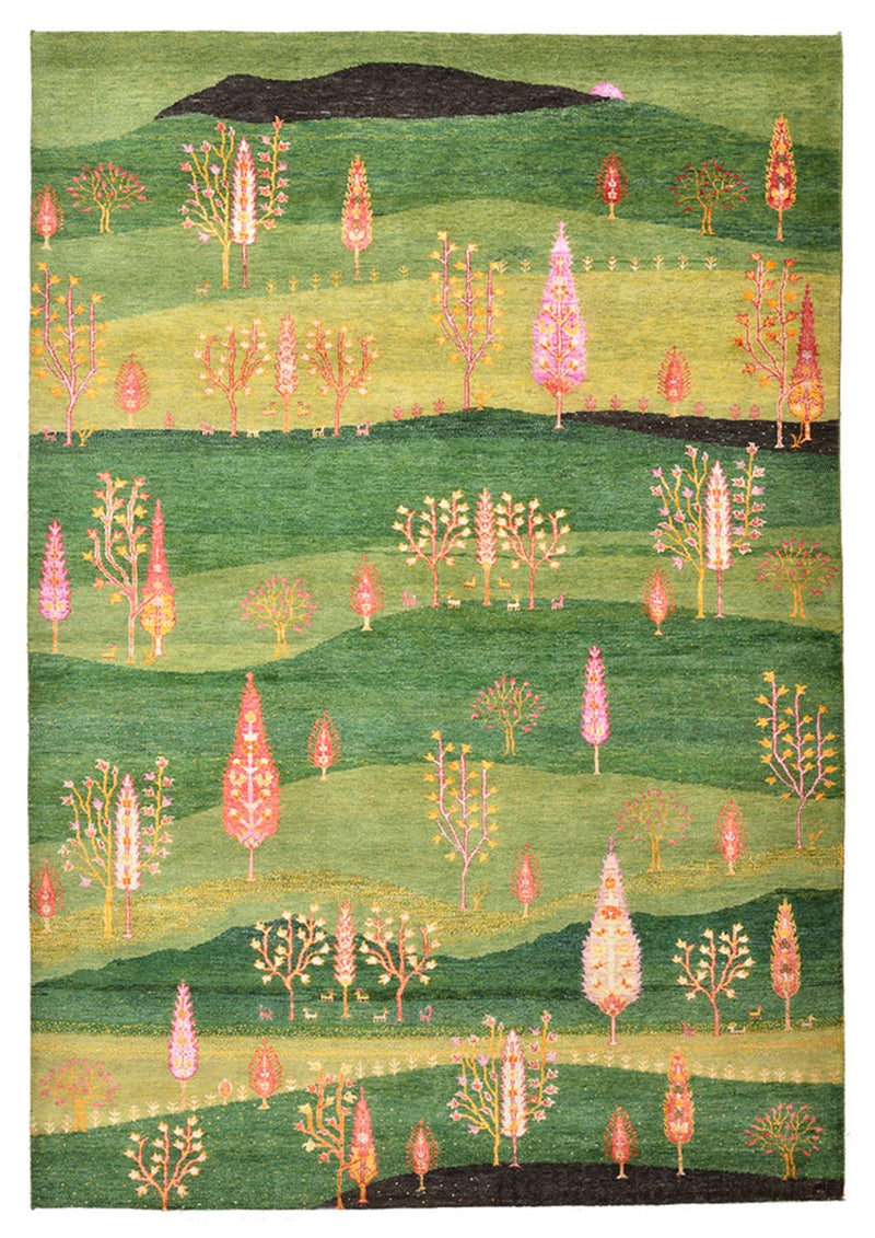 Gabbeh Teppich - Loribaft Indus - 172 x 247 cm - grün
