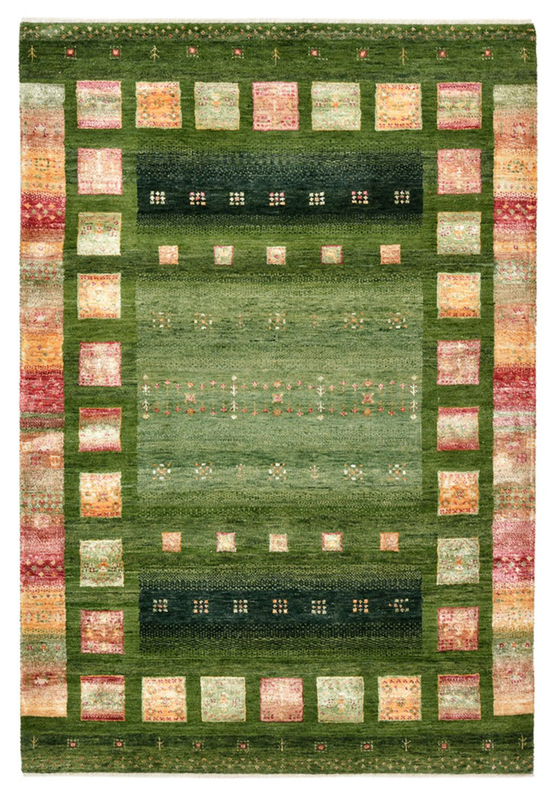 Gabbeh Teppich - Loribaft Indus - 106 x 154 cm - grün