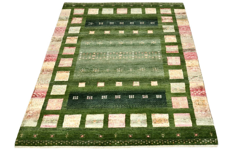 Gabbeh Teppich - Loribaft Indus - 106 x 154 cm - grün
