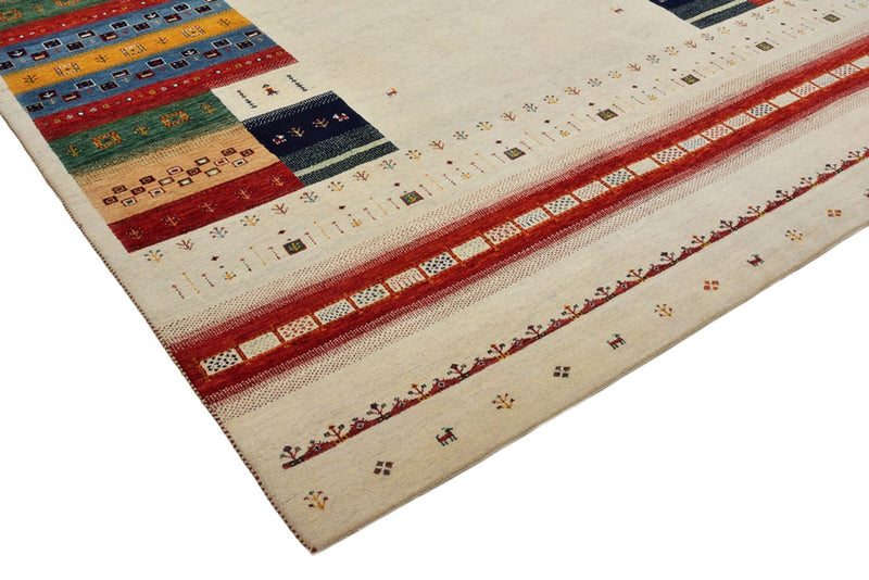 Indo Loribaft Teppich 246x308cm - Wollteppich - hellbeige