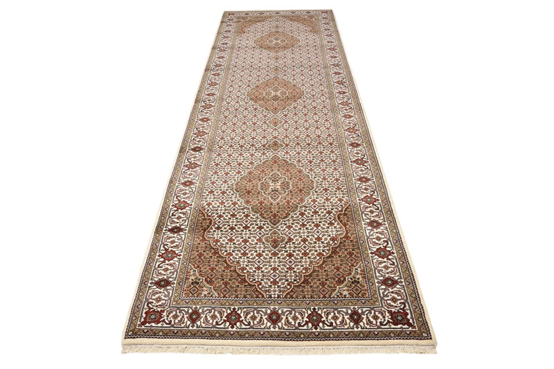 Indo Täbriz Teppich 121x372cm - Orientteppich - hellbeige