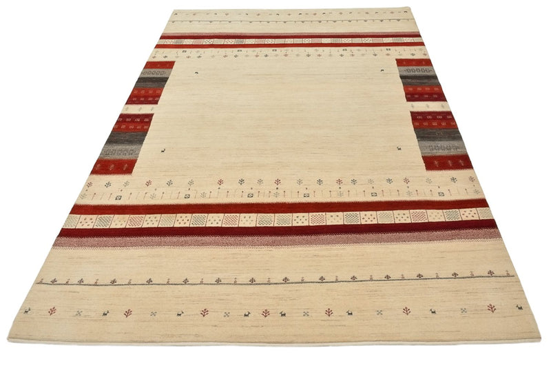 Indo Loribaft Teppich 198x297cm - Wollteppich - hellbeige