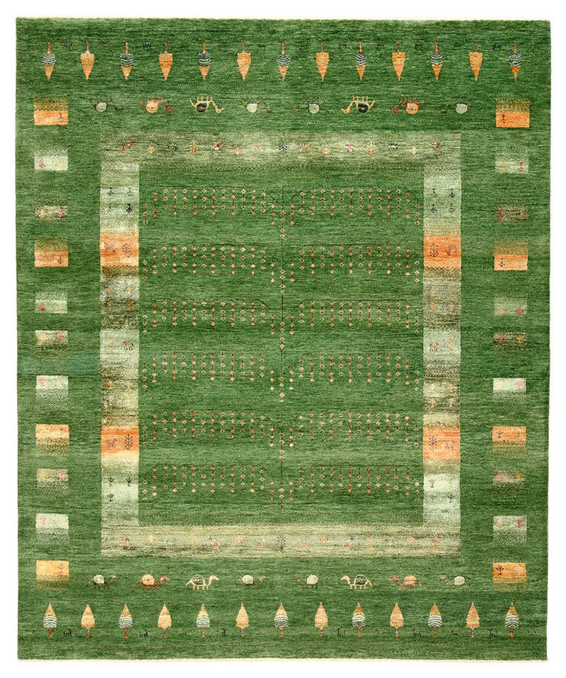 Gabbeh Teppich - Loribaft Indus - 206 x 246 cm - grün