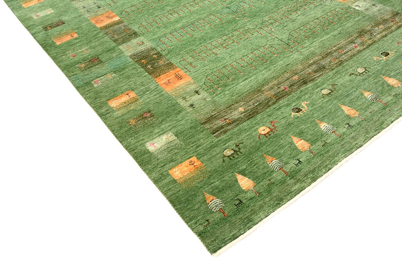 Gabbeh Teppich - Loribaft Indus - 206 x 246 cm - grün