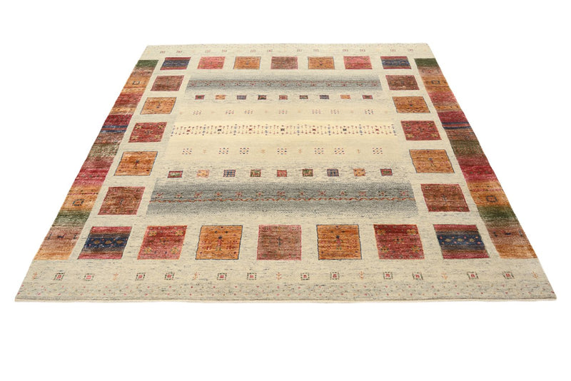 Gabbeh Teppich - Loribaft Indus quadratisch  - 204 x 206 cm - dunkelbeige