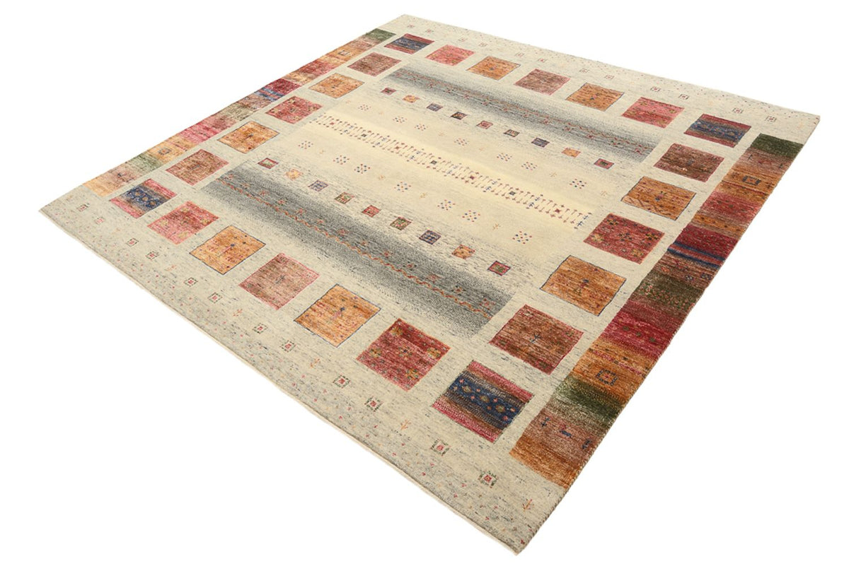 Gabbeh Teppich - Loribaft Indus quadratisch  - 204 x 206 cm - dunkelbeige