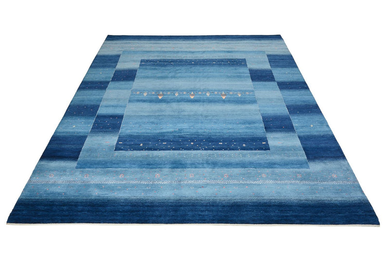 Indo Loribaft Teppich 253x329cm - Wollteppich - seeblau